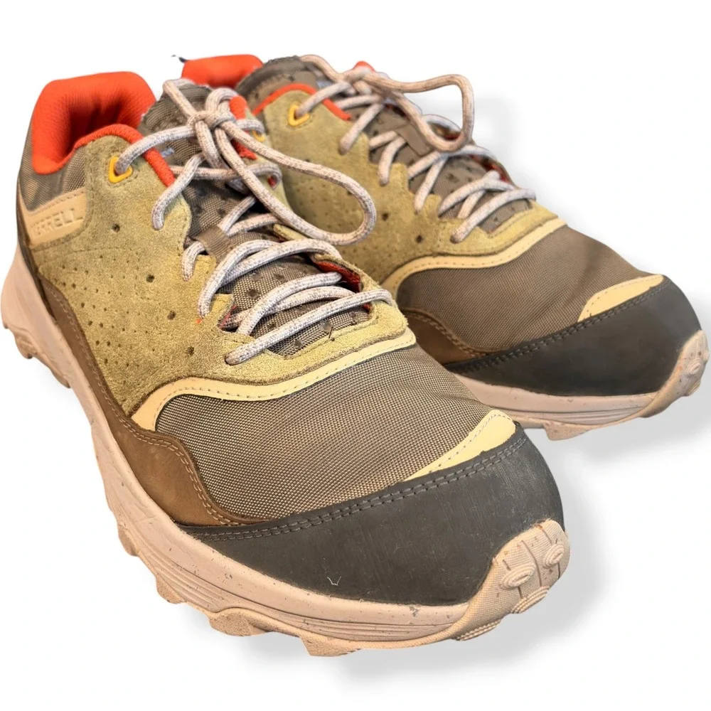 Merrell Mens Speed Solo Hiking Shoes J038395 Tan Brown Orange Vibram Size 13